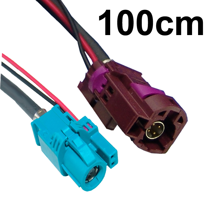 ** HSD+2 bordeaux Stecker - wasserblau gerade Buchse, 1m