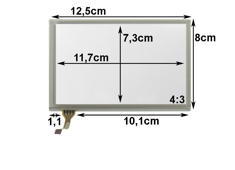 **Touch-Screen Panel 5.0 Zoll, 19:10, Glas, 80x125mm