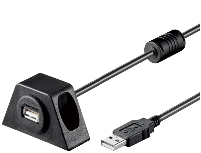USB 2.0 Verlängerungskabel 2m mit Einbaubuchse & Halterung