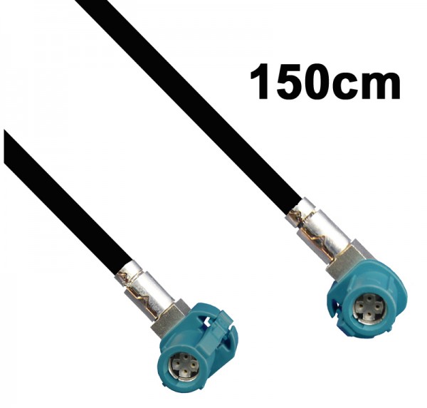 **HSD wasserblau, rechtsgew. Buchse - linksgew. Buchse, 1.5m